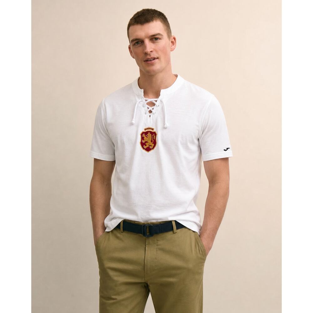 Joma Bulgaria Soccer Jersey White Lace Up Shirt Men Size S NWT Euro Style Sporty